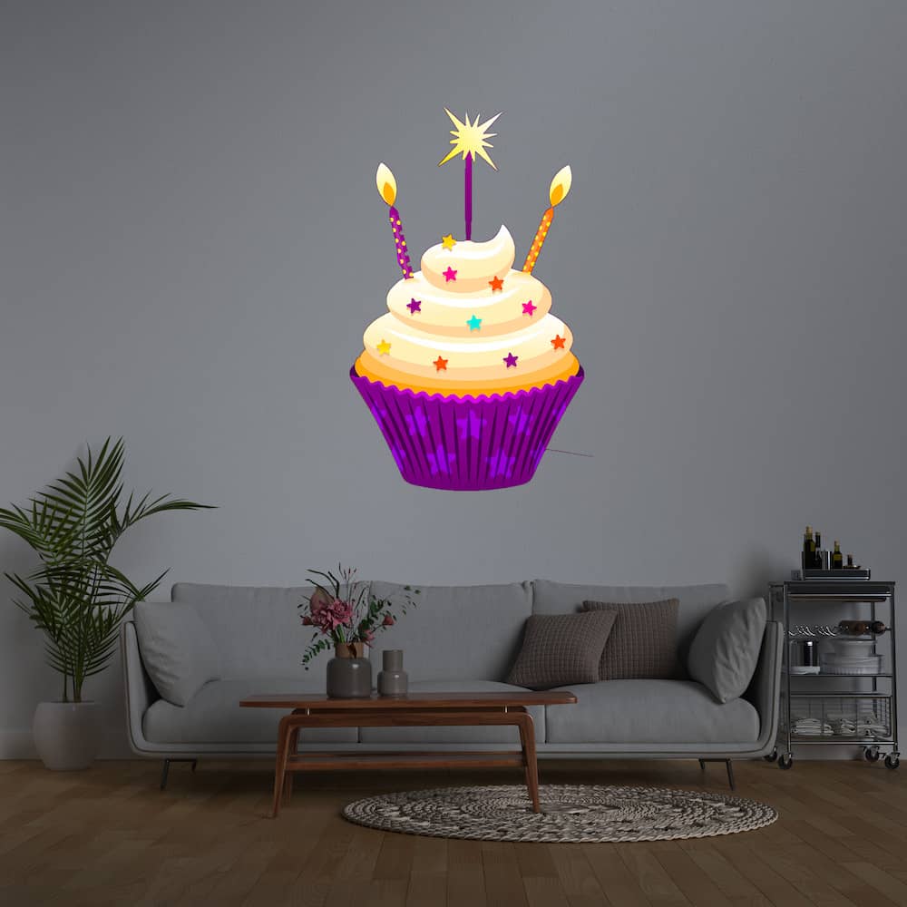 Neon Happy Birthday Cake